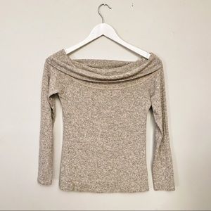 ACEMI cream beige off the shoulder 3/4 sweater top